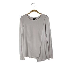 Club Monaco Long Sleeve Asymmetrical Top Silver Gray Layered Drape Silk Size XS